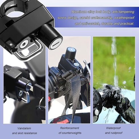 2 PCS Motorcycle Helmet Lock, Anti-Theft Security Aluminum Alloy Handlebar Locks with 2 Keys, Tamper-Proof Safety Helmet Holder Hook for Motorcycles ATVs Dirt Bikes Scooters (Lock+Cable) in Kuwait