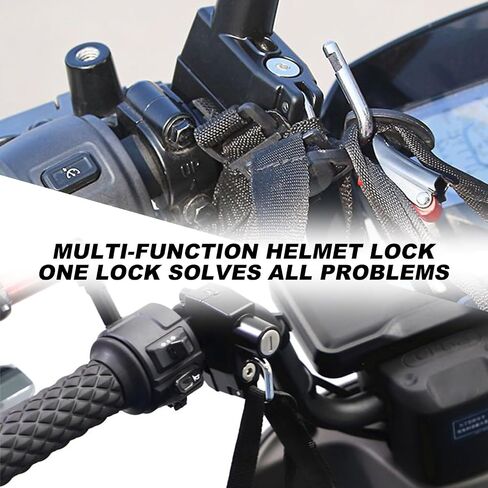 2 PCS Motorcycle Helmet Lock, Anti-Theft Security Aluminum Alloy Handlebar Locks with 2 Keys, Tamper-Proof Safety Helmet Holder Hook for Motorcycles ATVs Dirt Bikes Scooters (Lock+Cable) in Kuwait