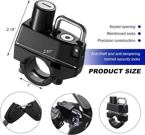 2 PCS Motorcycle Helmet Lock, Anti-Theft Security Aluminum Alloy Handlebar Locks with 2 Keys, Tamper-Proof Safety Helmet Holder Hook for Motorcycles ATVs Dirt Bikes Scooters (Lock+Cable) in Saudi Arabia