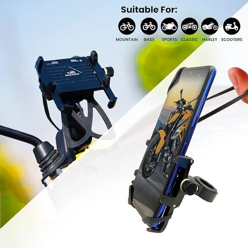 حامل هاتف Grand Pitstop Pike Mount ، صديق للهاتف ، صديق للدراجة النارية ، حامل الهاتف الخليوي المثبت على المقابض للدراجة ، الدوران 360 درجة ، حبل الهاتف الشامل للهواتف 4.5-7 بوصة أسود in Kuwait