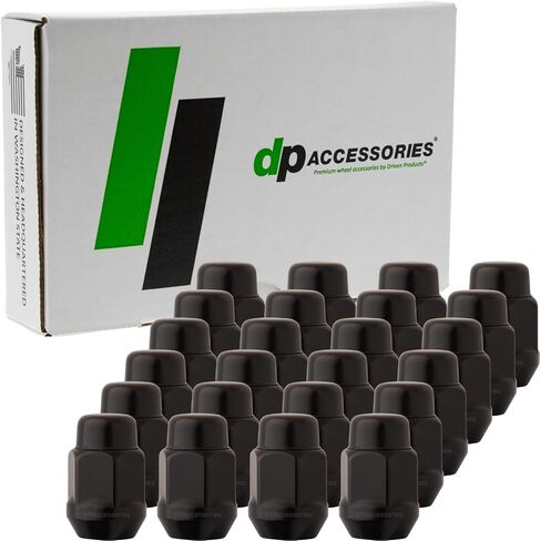 DPAccessories Black M12x1.25 Lug Nuts - Closed End Bulge Acorn - 21mm (13/16") Hex - 1.4" Tall - Set of 24 - LCB3C5HE2BK04024 in Saudi Arabia