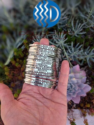 Dolceoro Personalized Inspirational Mantra Cuff Bracelet Jewelry, 3mm Wide Shiny 316L Surgical Steel in Saudi Arabia