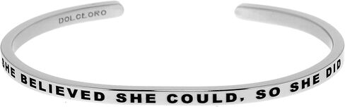 Dolceoro Personalized Inspirational Mantra Cuff Bracelet Jewelry, 3mm Wide Shiny 316L Surgical Steel in Saudi Arabia