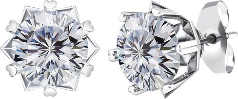 14K الذهب الصلب على S925 Silver 0.1-2 قيراط CAT CUT VVS1 أقراط الماس ، الأقراط في مجموعة ستة شريحة ، مجوهرات تصميم الأزهار in Saudi Arabia