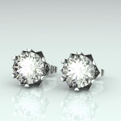 14K الذهب الصلب على S925 Silver 0.1-2 قيراط CAT CUT VVS1 أقراط الماس ، الأقراط في مجموعة ستة شريحة ، مجوهرات تصميم الأزهار in Saudi Arabia