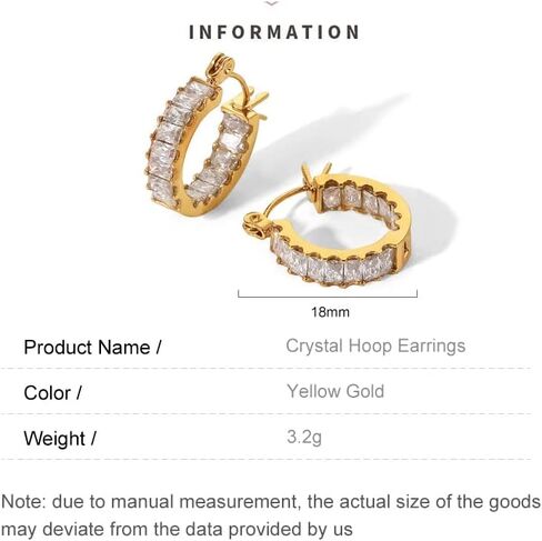 14K Gold over S925 Silver Crystal Hoop Earrings, Natural Crystal Earrings, Beautiful Women's Day, Birthday Gift for Wife in Saudi Arabia