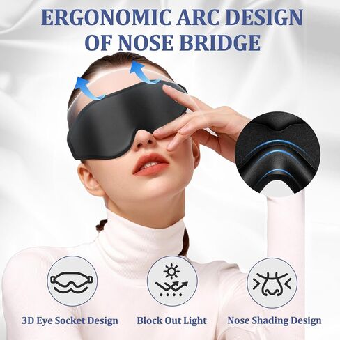 3D Deep Contoured Zero Pressure Sleep Eye Mask للرجال والنساء ، معصوب العينين مع حزام قابل للتعديل للسفر ، المنزل ، قيلولة (وردي) in Kuwait