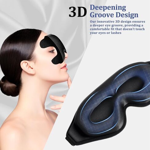 3D Deep Contoured Zero Pressure Sleep Eye Mask للرجال والنساء ، معصوب العينين مع حزام قابل للتعديل للسفر ، المنزل ، قيلولة (وردي) in Kuwait