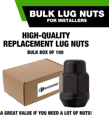 DPAccessories Black M12x1.25 Lug Nuts - Closed End Bulge Acorn - 21mm (13/16") Hex - 1.4" Tall - Set of 24 - LCB3C5HE2BK04024 in Saudi Arabia