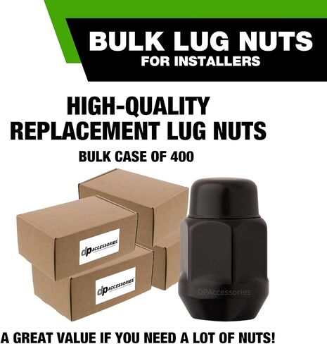 DPAccessories Black M12x1.25 Lug Nuts - Closed End Bulge Acorn - 21mm (13/16") Hex - 1.4" Tall - Set of 24 - LCB3C5HE2BK04024 in Saudi Arabia