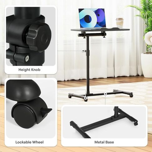 Athena Collection Height Admable Rolling Desk Mobile Portable CART CART STAME SIT STAND DASK COMPORT TABER in Kuwait