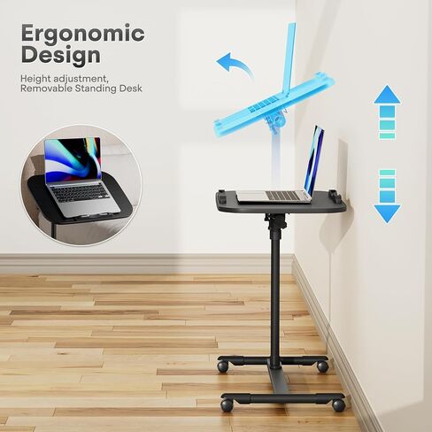 Athena Collection Height Admable Rolling Desk Mobile Portable CART CART STAME SIT STAND DASK COMPORT TABER in Kuwait