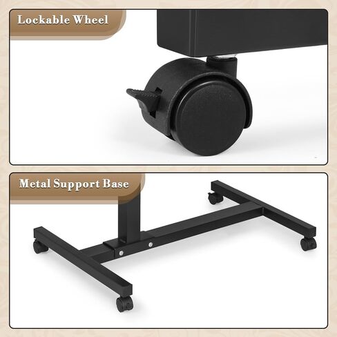 Athena Collection Height Adjustable Rolling Desk Mobile Portable Laptop Stand Cart Small Sit Standing Desk Computer Table Workstation for Home Office, White in Kuwait