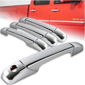 W Power WP Triple Chrome Plated ABS Plastic Side Door Handle Covers Overlay Compatible with 2007-2013 Chevy Silverado 1500 2500HD 3500HD 07-13 Sierra 2500 Yukon XL, WP-1023-S, Glossy Black in Saudi Arabia