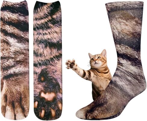HAPPYPOP Cat Gifts for Teen Boys Girls - Novelty 3D Animal Paw Socks Cat Print Socks for Adult Women Men, Christmas Stocking Stuffer, Valentine's Day Gifts for Her Him in Saudi Arabia