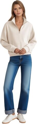 Womens Sweatshirts Half Zip Pullover Drawstring Waist Sweaters Quarter Zipper Hoodies 2025 Fall Fashion Clothes in Kuwait