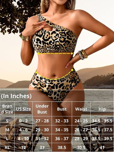 Cheetah Print Bikini Sets, One Shoulder Cut Out, Two Piece Cheeky Swimsuits High Leg Cut Bathing Suit for Women in Saudi Arabia