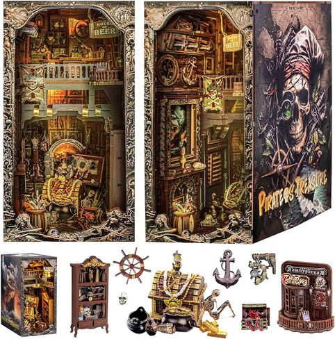 DIY Book Nook Kit for Adults, 3D Wooden Puzzles Bookshelf Insert Decor with LED Light, Miniature House Dollhouse Kit Birthday Christmas for Adult and Teens to Build-Creativity Gift (Mysterious Tarot) in Saudi Arabia