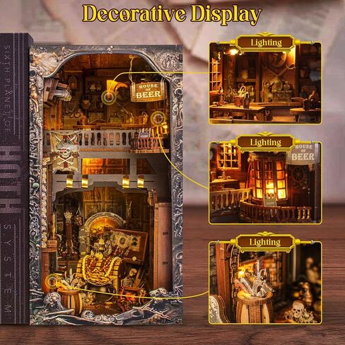 DIY Book Nook Kit for Adults, 3D Wooden Puzzles Bookshelf Insert Decor with LED Light, Miniature House Dollhouse Kit Birthday Christmas for Adult and Teens to Build-Creativity Gift (Mysterious Tarot) in Saudi Arabia