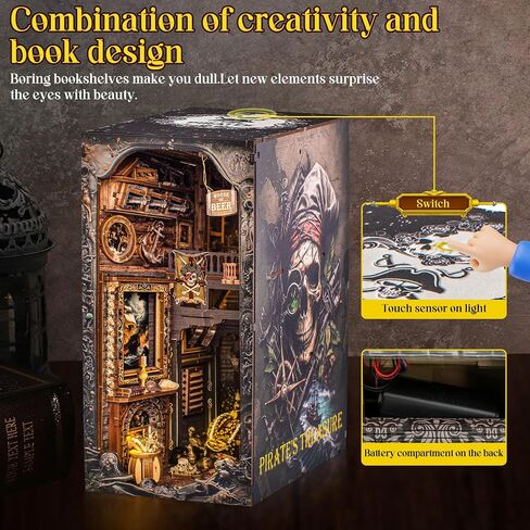 DIY Book Nook Kit for Adults, 3D Wooden Puzzles Bookshelf Insert Decor with LED Light, Miniature House Dollhouse Kit Birthday Christmas for Adult and Teens to Build-Creativity Gift (Mysterious Tarot) in Saudi Arabia