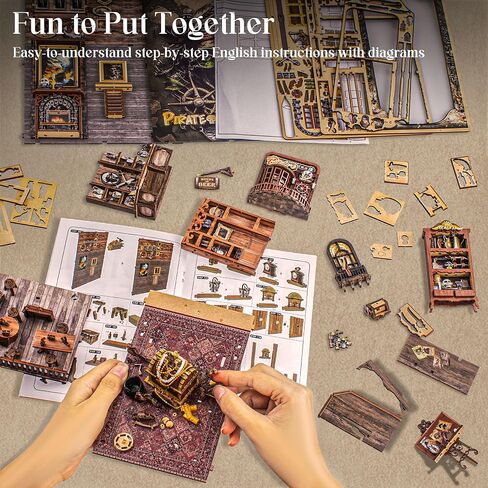 DIY Book Nook Kit for Adults, 3D Wooden Puzzles Bookshelf Insert Decor with LED Light, Miniature House Dollhouse Kit Birthday Christmas for Adult and Teens to Build-Creativity Gift (Mysterious Tarot) in Saudi Arabia