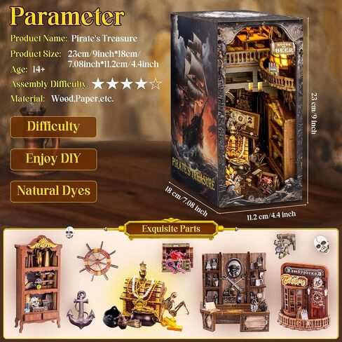 DIY Book Nook Kit for Adults, 3D Wooden Puzzles Bookshelf Insert Decor with LED Light, Miniature House Dollhouse Kit Birthday Christmas for Adult and Teens to Build-Creativity Gift (Mysterious Tarot) in Saudi Arabia