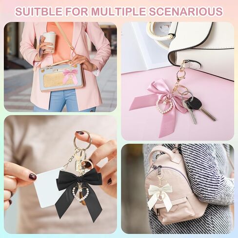3 Pcs Pearl Bow Bag Keychain for Women, Bow Pearl Purse Charms for Girls, Bow Keychain Pearl Key Chains for Car Keys Backpacks Handbags Accessories (Pink, White, Black) in Saudi Arabia