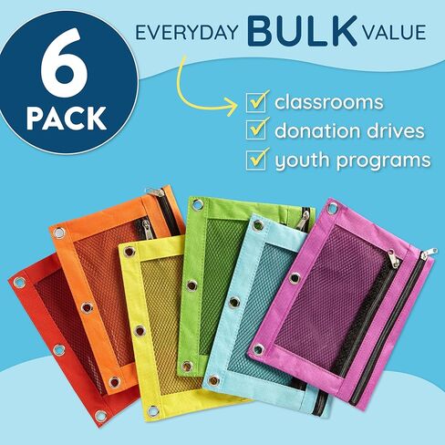 Blue Summit Supplies Pencil Pouches, Bulk Pencil Pouch 12 Pack in Assorted Colors for Storing School Supplies, Writing Utensils, and more, Cloth Zipper Pouches for 3 Ring Binders, 12 Count in Saudi Arabia