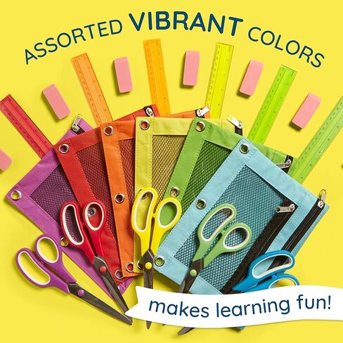 أكياس أقلام رصاص من شركة بلو ساميت سابلايز، حقيبة أقلام رصاص كبيرة الحجم 12 عبوة بألوان متنوعة لتخزين اللوازم المدرسية وأدوات الكتابة والمزيد، أكياس قماشية بسحاب لـ 3 مجلدات حلقية، 12 قطعة in Kuwait