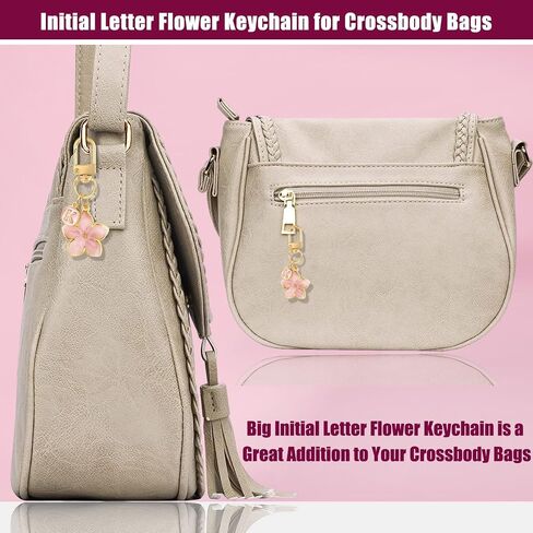 XGALBLA Cute Flower Initial Letter Keychain for Women, Flower Charms, Bag & Purse Charms for Handbags & Backpacks Accessories in Saudi Arabia