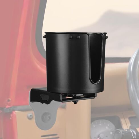 JOYTUTUS Upgrade Cup Holder, Windshield Mounted Metal Cup Holder Interior Accessories Compatible with 76-87 Wrangler CJ5 CJ7 in Saudi Arabia