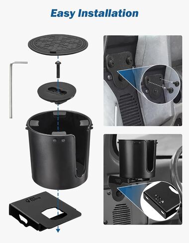 JOYTUTUS Upgrade Cup Holder, Windshield Mounted Metal Cup Holder Interior Accessories Compatible with 76-87 Wrangler CJ5 CJ7 in Saudi Arabia