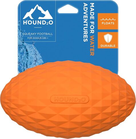 Hound2O Outdoor Dog Toys - Squeaky Football, Yellow - Tough, Engaging, Interactive Toy for All Breeds- Chew, Chase, & Fetch - Durable Non-Toxic Materials That Float - Easy to Clean for Outdoor Play in Kuwait