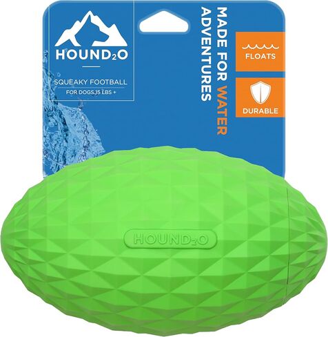ألعاب Hound2O للكلاب - كرة قدم تصدر صوت صرير، باللون الأخضر - لعبة قوية وجذابة وتفاعلية لجميع السلالات - مضغ، مطاردة، وجلب - مواد متينة غير سامة تطفو - سهلة التنظيف للعب في الهواء الطلق in Kuwait