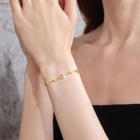 Cicy Bell 18K أساور مطلية بالذهب للنساء العصرية اللامعة النجمة المربعة النجمة المربعة المربعة الخيزران كبح الأفعى. in Kuwait