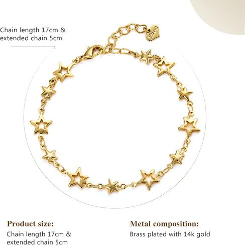 Cicy Bell 18K أساور مطلية بالذهب للنساء العصرية اللامعة النجمة المربعة النجمة المربعة المربعة الخيزران كبح الأفعى. in Kuwait