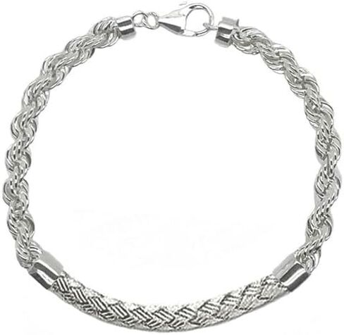Savlano 925 Sterling Silver 4mm Rope Stain مع سوار شريط مضفر in Kuwait