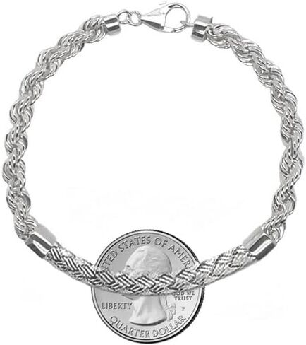 Savlano 925 Sterling Silver 4mm Rope Stain مع سوار شريط مضفر in Kuwait