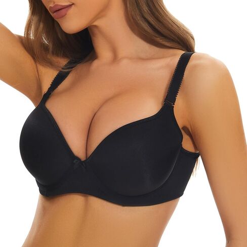 sheroine Women's T-Shirt Underwire Lightly Lined Bra Plus Size Push Up Padded Full Coverage Smoothing Bras in Kuwait