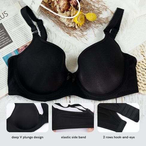 sheroine Women's T-Shirt Underwire Lightly Lined Bra Plus Size Push Up Padded Full Coverage Smoothing Bras in Kuwait