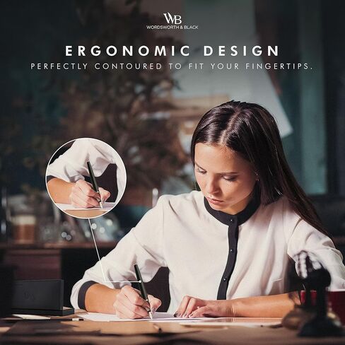 مجموعة أقلام حبر وردزورث آند بلاك، سن متوسط، تتضمن 6 خراطيش حبر ومحول إعادة تعبئة الحبر، حقيبة هدايا، يوميات، خط، أقلام كتابة ناعمة [ذهب أبيض]، مثالية للرجال والنساء in Kuwait