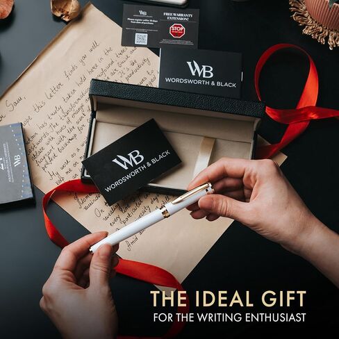 مجموعة أقلام حبر وردزورث آند بلاك، سن متوسط، تتضمن 6 خراطيش حبر ومحول إعادة تعبئة الحبر، حقيبة هدايا، يوميات، خط، أقلام كتابة ناعمة [ذهب أبيض]، مثالية للرجال والنساء in Kuwait