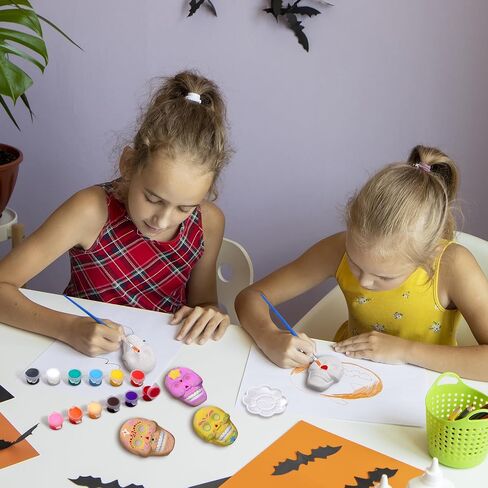 Simgoing 24 Sets Spring Kids Arts and Crafts Set Ceramic Painting Kit Unpainted Paintable Ceramics with 24 Magnet 4 Brushes and 2 Palette, Paint Your Own DIY Figurines for Toddler Boys Girls in Kuwait
