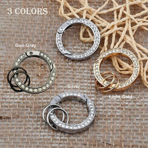 10 قطع من مشبك حلقة تسلق دائري، حلقات دائرية زنبركية، حامل سلسلة مفاتيح مع حلقتين صغيرتين، إكسسوارات يدوية لحقائب المفاتيح والمحافظ. بندقية سوداء in Kuwait