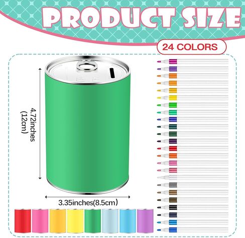 Tandefio 8 أجهزة كمبيوتر شخصية DIY Coin Piggy Bank Metal Piggy Bank Money Piggy Bank صندوق توفير فارغ مع 24 قلم طلاء أكريليك Piggy Bank Craft لعيد الميلاد هدية إبداعية للأولاد والبنات لوازم حفلات أعياد الميلاد in Kuwait