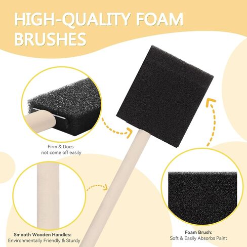 20 Pcs Foam Paint Brushes, 1'' Sponge Paint Brush, Foam Brushes for Painting, Craft, Staining, Varnish, Touch Up in Kuwait
