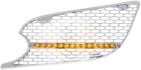 United Pacific 41776 Grille Air Intake- LH, Chrome, with LED Light, Amber LED/Clear Lens, for 2013+ Peterbilt 579 in Saudi Arabia