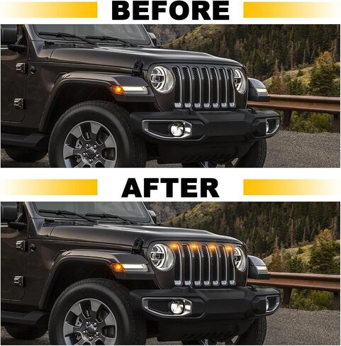 LED LED Grille Grille Lights for 2019 2020 2021 2022 2023 Jeep Wrangler JL Jlu Rubicon Sahara Sport Grille Grille Grille Light Front Headlips Wrangler JL Jlu 2018-2023 White 4pcs LED (White JL 4p) in Kuwait