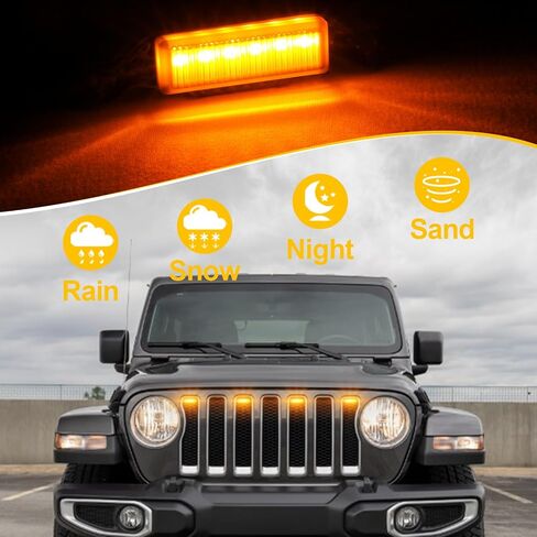 LED LED Grille Grille Lights for 2019 2020 2021 2022 2023 Jeep Wrangler JL Jlu Rubicon Sahara Sport Grille Grille Grille Light Front Headlips Wrangler JL Jlu 2018-2023 White 4pcs LED (White JL 4p) in Kuwait