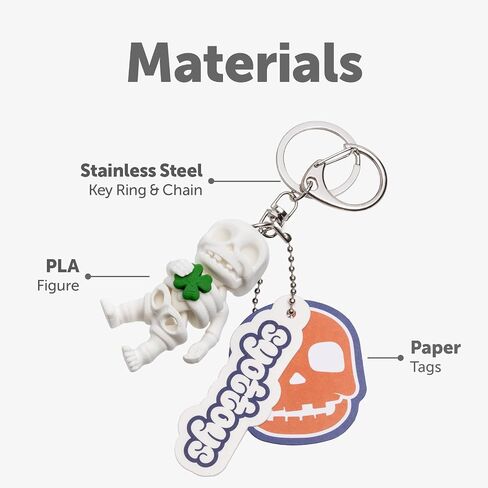 Fortune Skelly Collection Flexy Toy Keychain - Movable Skull & Four Leaf Clover Keychain, Flexible Joints, Fun & Unique Gift, Lucky Charm, Made in Korea in Saudi Arabia